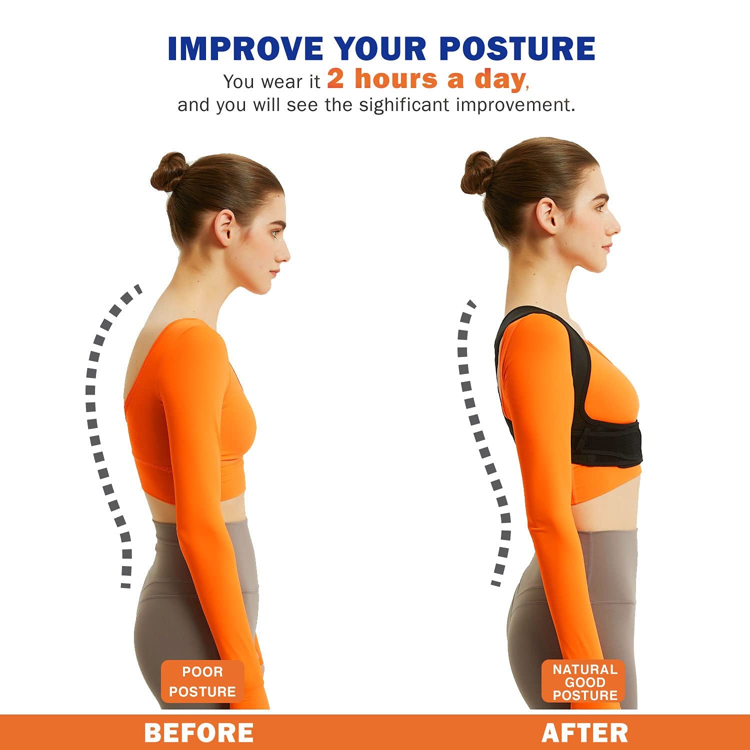 Posture Corrector for Women and Men, Adjustable Upper Back Brace, Breathable Back Support Straightener, Providing Pain Relief from Lumbar, Neck, Shoulder, and Clavicle, Back. (Large/Xl（38"-44"))