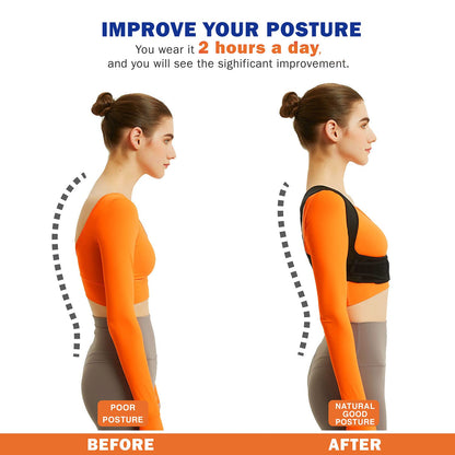 Posture Corrector for Women and Men, Adjustable Upper Back Brace, Breathable Back Support Straightener, Providing Pain Relief from Lumbar, Neck, Shoulder, and Clavicle, Back. (Large/Xl（38"-44"))