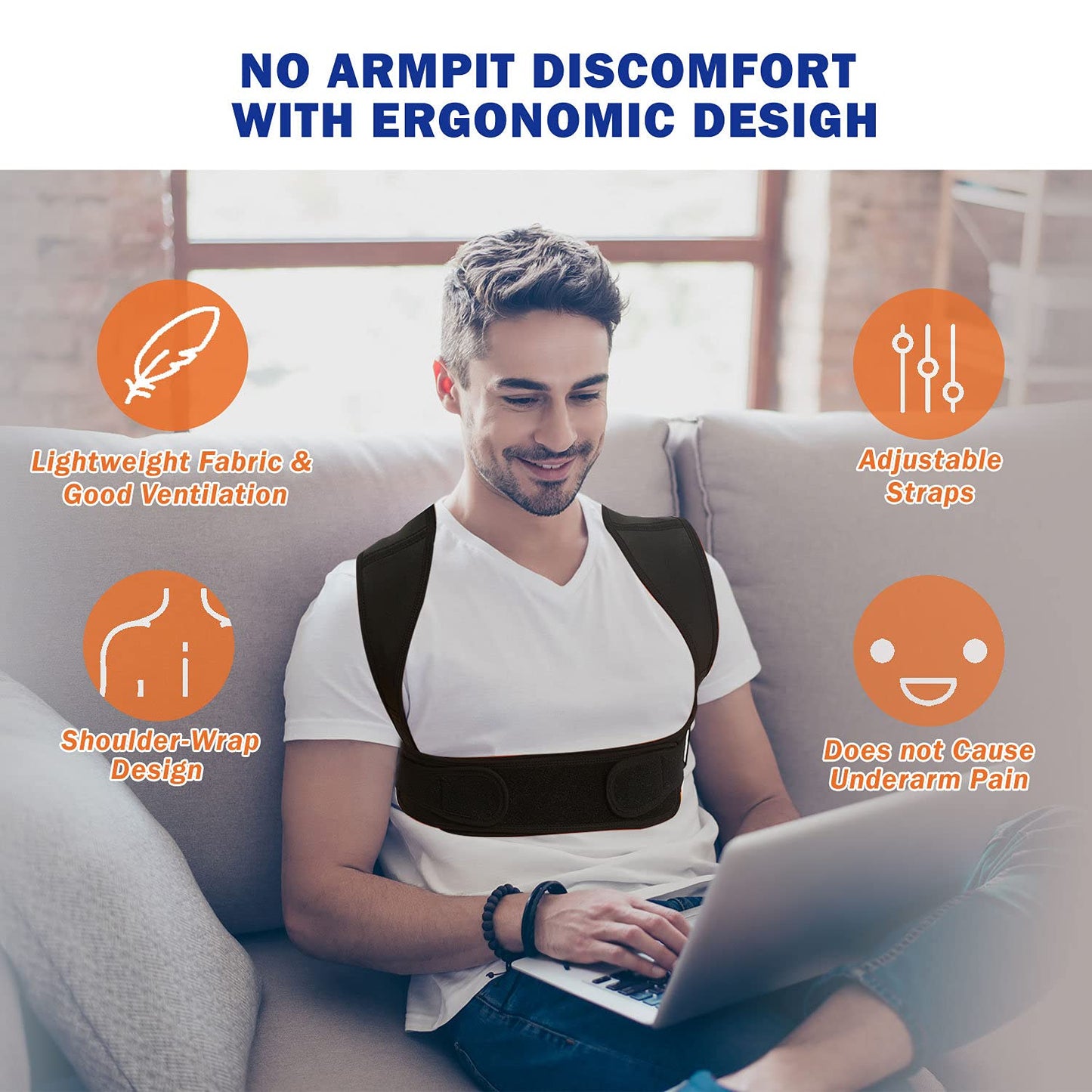 Posture Corrector for Women and Men, Adjustable Upper Back Brace, Breathable Back Support Straightener, Providing Pain Relief from Lumbar, Neck, Shoulder, and Clavicle, Back. (Large/Xl（38"-44"))