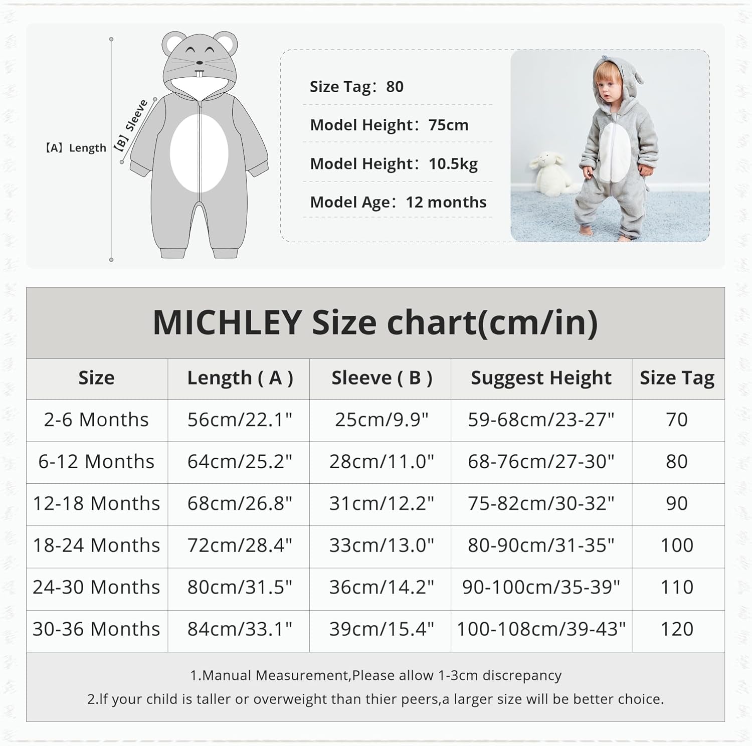 Unisex Baby Animal Costume Winter Autumn Flannel Hooded Romper Cosplay Jumpsuit