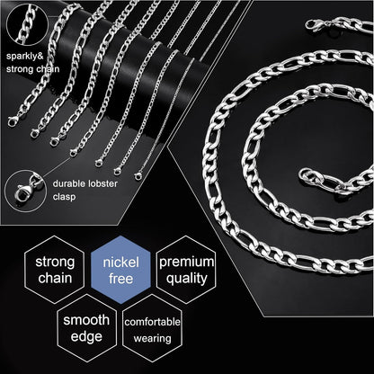 Figaro Chain Necklace Stainless Steel Real Gold Plated Chains for Men Women Jewelry Gift for Men Women Valentine'S Day Gift for Men